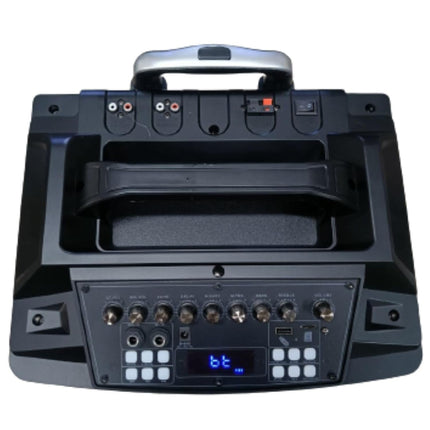 Gadget Wagon Karaoke Speaker Trolley 12 Inch Woofer Portable Multimedia Bluetooth; Audio Recording; USB; SD; TF; AUX PA System with 2 Wireless UHF Mic; Remote Control; FM (Black)