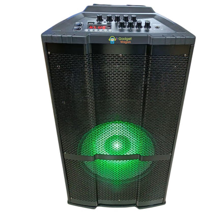 Gadget Wagon Karaoke Speaker Trolley 12 Inch Woofer Portable Multimedia Bluetooth; Audio Recording; USB; SD; TF; AUX PA System with 2 Wireless UHF Mic; Remote Control; FM (Black)