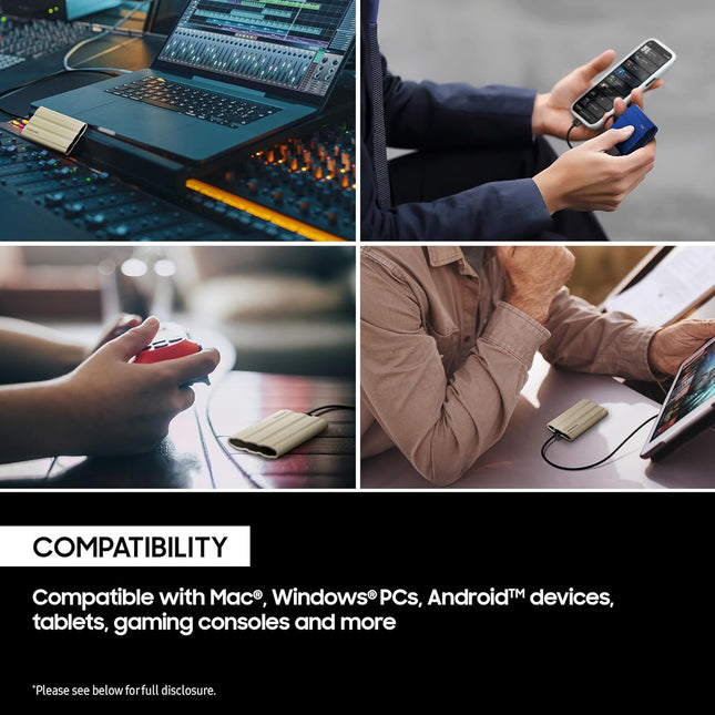 Samsung T7 Shield Portable SSD 2TB USB 3.2 Gen2 External SSD, Beige, Up to 1,050MB/s, Rugged, IP65 Water & Dust Resistant, for Photographers, Content Creators and Gaming, Mac Compatible, MU-PE2T0K