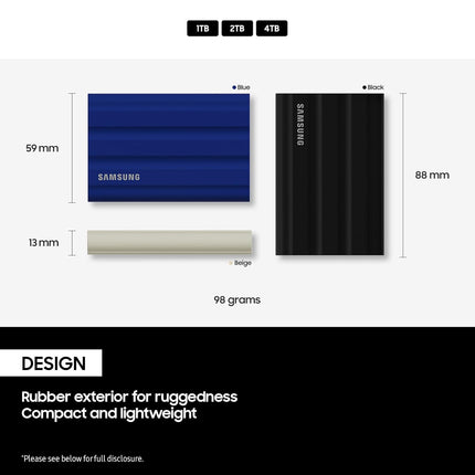 Samsung T7 Shield Portable SSD 2TB USB 3.2 Gen2 External SSD, Beige, Up to 1,050MB/s, Rugged, IP65 Water & Dust Resistant, for Photographers, Content Creators and Gaming, Mac Compatible, MU-PE2T0K