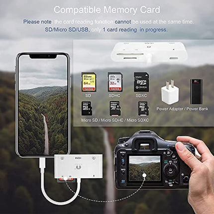 CEZO MFI Certified Dual USB Camera Adapter/Digital AV Adapter HDMI 1080P / SD Card Reader 6 in 1 OTG for iPhone iPad, Support MIDI Keyboard, Mouse, HD TV/Projector/Monitor, Plug and Play - Unboxify