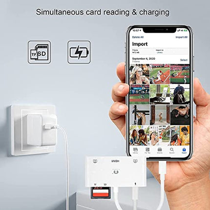 CEZO MFI Certified Dual USB Camera Adapter/Digital AV Adapter HDMI 1080P / SD Card Reader 6 in 1 OTG for iPhone iPad, Support MIDI Keyboard, Mouse, HD TV/Projector/Monitor, Plug and Play - Unboxify