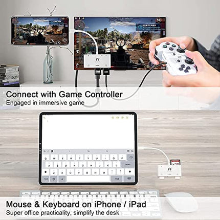 CEZO MFI Certified Dual USB Camera Adapter/Digital AV Adapter HDMI 1080P / SD Card Reader 6 in 1 OTG for iPhone iPad, Support MIDI Keyboard, Mouse, HD TV/Projector/Monitor, Plug and Play - Unboxify