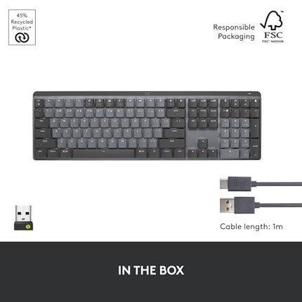 Logitech MX Mechanical Wireless Illuminated Performance Keyboard with Free Adobe Subscription, Linear Switches, Backlit Keys, Bluetooth, USB-C - Unboxify