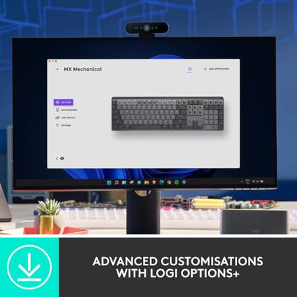 Logitech MX Mechanical Wireless Illuminated Performance Keyboard with Free Adobe Subscription, Linear Switches, Backlit Keys, Bluetooth, USB-C - Unboxify