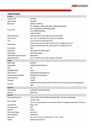 HIKVISION 3K ColorVu Audio Fixed Mini Bullet Camera DS-2CE10KF0T-PFS - Unboxify