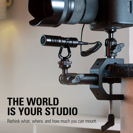 Elgato Heavy Clamp – Professional Mount with Ball Head and 4x 1/4 inch holes, Ultra Secure and Durable, Mount on Desks, Shelves, Poles, perfect for Cameras, Lights, Flash, and more