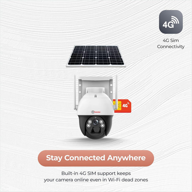 Trueview Wireless 4G Cellular Sim 4Mp Solar Powered CCTV Security Camera with 1080p Solar Panel | Surveillance for Agriculture | Remote Area | Construction Site | Garden (4MP Solar Mini PTZ) - Unboxify