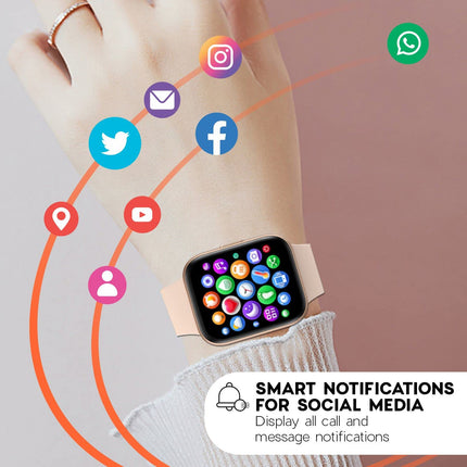 Maxx SX25 Ace Smartwatch - 1.69" Display, Bluetooth, 100+ Sports Modes, Health Suite, Voice Assistance, Includes 2 Bonus Straps (Rose Glod) - Unboxify