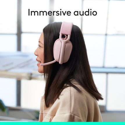 Logitech Zone Vibe 100 Lightweight Wireless Over-Ear Headphones with Noise-Cancelling Microphone, Advanced Multipoint Bluetooth Headset, Works with Teams, Google Meet, Zoom, Mac/PC