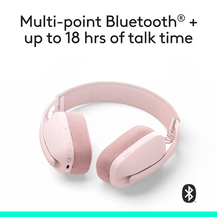 Logitech Zone Vibe 100 Lightweight Wireless Over-Ear Headphones with Noise-Cancelling Microphone, Advanced Multipoint Bluetooth Headset, Works with Teams, Google Meet, Zoom, Mac/PC