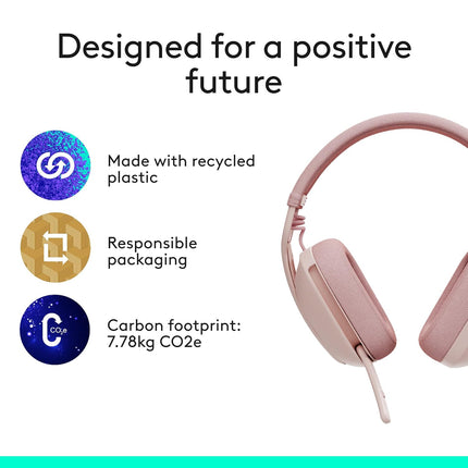 Logitech Zone Vibe 100 Lightweight Wireless Over-Ear Headphones with Noise-Cancelling Microphone, Advanced Multipoint Bluetooth Headset, Works with Teams, Google Meet, Zoom, Mac/PC