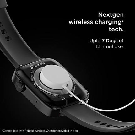 Pebble Newly Launched Cosmos Prime Bluetooth Calling Smart Watch, Largest 1.91" Bezel-Less Edge-to-Edge Display, 600 Nits Brightness, Sleek Metallic Body, Wireless Charging, Health Suite (Jet Black)