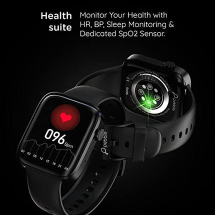 Pebble Newly Launched Cosmos Prime Bluetooth Calling Smart Watch, Largest 1.91" Bezel-Less Edge-to-Edge Display, 600 Nits Brightness, Sleek Metallic Body, Wireless Charging, Health Suite (Jet Black)