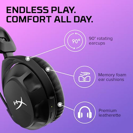HyperX Cloud Stinger 2 Wireless Gaming Headset Compatible with PC. Noise-Cancelling Swivel-to-Mute Microphone, Comfortable Memory Foam, UP to 20 Hours of Battery Life (676A2AA) - Unboxify