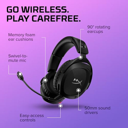 HyperX Cloud Stinger 2 Wireless Gaming Headset Compatible with PC. Noise-Cancelling Swivel-to-Mute Microphone, Comfortable Memory Foam, UP to 20 Hours of Battery Life (676A2AA) - Unboxify