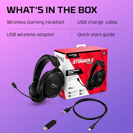 HyperX Cloud Stinger 2 Wireless Gaming Headset Compatible with PC. Noise-Cancelling Swivel-to-Mute Microphone, Comfortable Memory Foam, UP to 20 Hours of Battery Life (676A2AA) - Unboxify