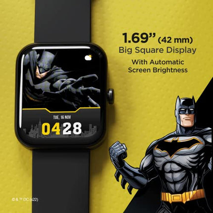 Boat Xtend Smartwatch Batman Edition w/Alexa Built-in, 1.69 HD Display, Multiple Watch Faces, Stress Monitor, Heart & SpO2 Monitoring, 14 Sports Modes, Sleep Monitor, 5 ATM(Knight Black) - Unboxify