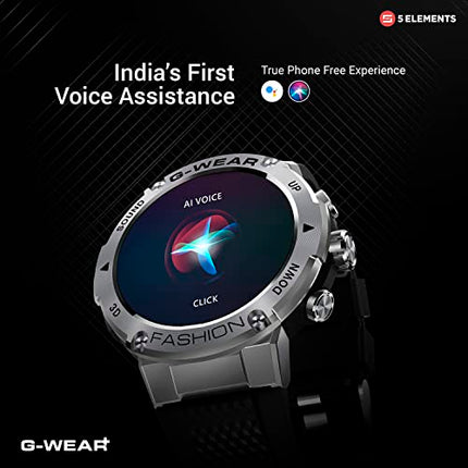 5Elements G-WEAR+ Fashion BT Calling Smartwatch Sport 1.32Inch UltraHD TrueView Display 750 Nits 360*360 Pixels 24/7 HR Monitor Voice assist 10Day Battery Built in Games Hindi Language - Unboxify