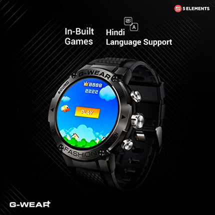 5Elements G-WEAR+ Fashion BT Calling Smartwatch Sport 1.32Inch UltraHD TrueView Display 750 Nits 360*360 Pixels 24/7 HR Monitor Voice assist 10Day Battery Built in Games Hindi Language - Unboxify