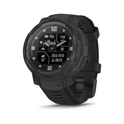 Garmin Instinct Crossover Solar - Tactical Edition, Rugged Hybrid Smartwatch with Solar Charging Capabilities, Tactical-Specific Features, Analog Hands and Digital Display, Black