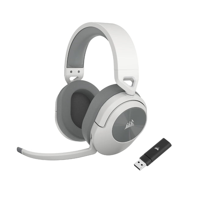 Corsair HS55 Wireless Gaming Headset, White. Low-Latency 2.4Ghz Wireless or Bluetooth, Dolby ® Audio 7.1 Surround Sound, Omni-Directional Microphone with Flip-to-Mute Function