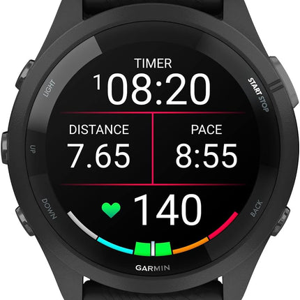 Garmin Forerunner 265 Running Smartwatch, Colorful AMOLED Display, Training Metrics and Recovery Insights, Black and Powder Gray - Unboxify