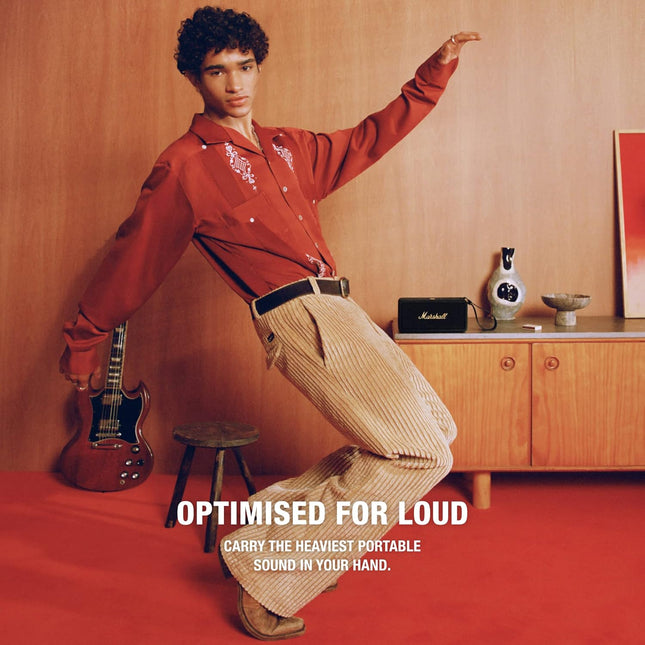 Marshall Middleton Portable Bluetooth Speaker with 20+ Hours of Portable Playtime, 360° Sound, Dust & Waterproof (IP67) - Black & Brass