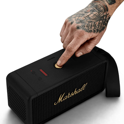 Marshall Middleton Portable Bluetooth Speaker with 20+ Hours of Portable Playtime, 360° Sound, Dust & Waterproof (IP67) - Black & Brass