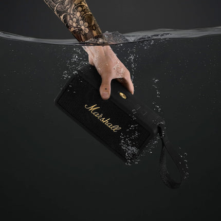 Marshall Middleton Portable Bluetooth Speaker with 20+ Hours of Portable Playtime, 360° Sound, Dust & Waterproof (IP67) - Black & Brass