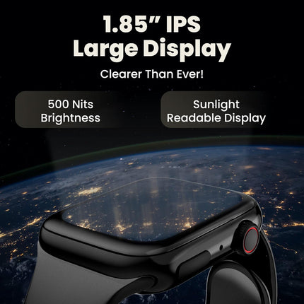 HAMMER Ace 3.0 Bluetooth Calling Smart Watch with Largest 1.85" IPS Display, Dual Mode, Spo2, Heart Rate, Strong Metallic Body & Skin Friendly Strap (Black)