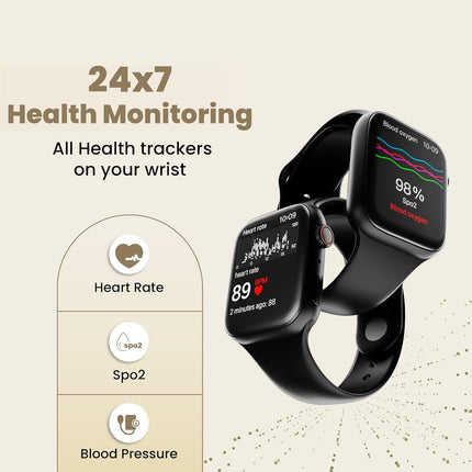 HAMMER Ace 3.0 Bluetooth Calling Smart Watch with Largest 1.85" IPS Display, Dual Mode, Spo2, Heart Rate, Strong Metallic Body & Skin Friendly Strap (Black)