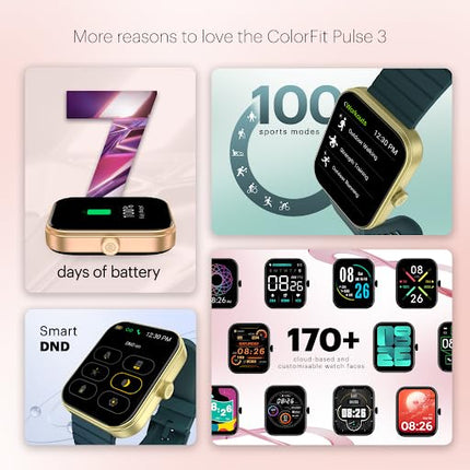 Noise Newly Launched ColorFit Pulse 3 with 1.96" Biggest Display Bluetooth Calling Smart Watch, Premium Build, Auto Sport Detection & 170+ Watch Faces Smartwatch for Men & Women (Jet Black) - Unboxify