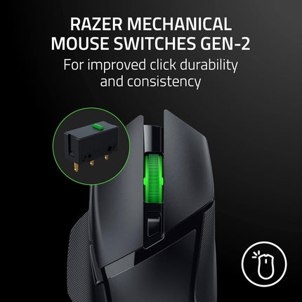 Razer Basilisk V3 X HyperSpeed Wireless Gaming Mouse: Bluetooth & HyperSpeed Wireless Compatible | 7 Programmable Buttons | 18000 DPI Optical Sensor - Matte Black - RZ01-04870100-R3A1