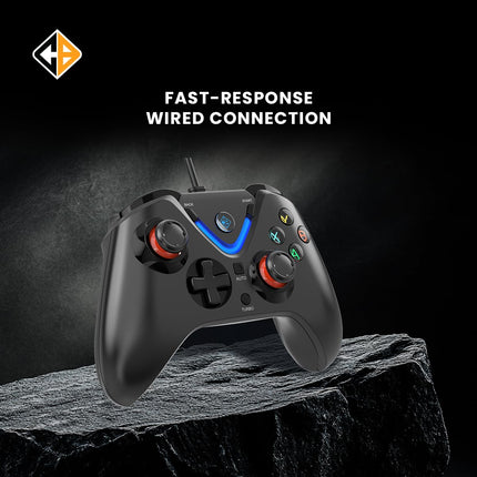 Cosmic Byte ARES Wired Controller for PC, Magnetic Triggers, Accurate Joysticks, Dual Vibration, Backit LED Buttons (Black) - Unboxify