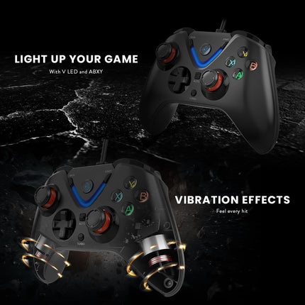 Cosmic Byte ARES Wired Controller for PC, Magnetic Triggers, Accurate Joysticks, Dual Vibration, Backit LED Buttons (Black) - Unboxify