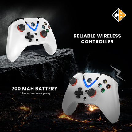 Cosmic Byte ARES Wireless Controller for PC, Magnetic Triggers, Accurate Joysticks, Dual Vibration, Backit LED Buttons, USB Extension Cable (White)