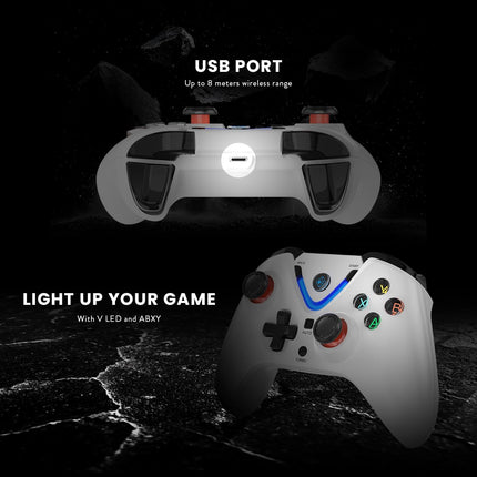 Cosmic Byte ARES Wireless Controller for PC, Magnetic Triggers, Accurate Joysticks, Dual Vibration, Backit LED Buttons, USB Extension Cable (White)