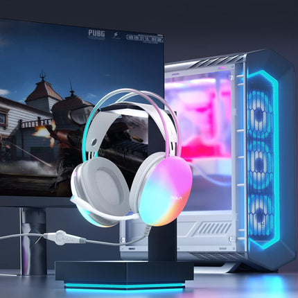 AULA S505 USB Wired Gaming in Ear Headphones with Mic for PC | RGB Rainbow Backlit Gaming Headphone,Virtual 7.1 Surround Sound,50mm Driver,Soft Memory Earmuffs | Wired Laptop Desktop Headset (Green)