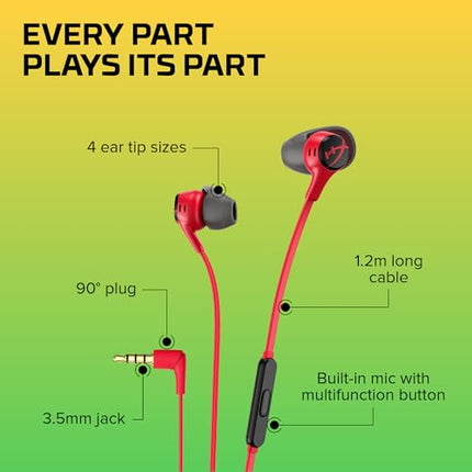 HyperX Cloud Earbuds Ii Gaming Earbuds with Mic-Red (705L8Aa),in Ear,Wired - Unboxify