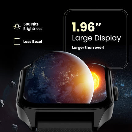 HAMMER Stroke 1.96" Calling Smart Watch with Strong Metallic Body, in Built Games, 100+ Sports Modes, Customized Watchfaces (Black) - Unboxify