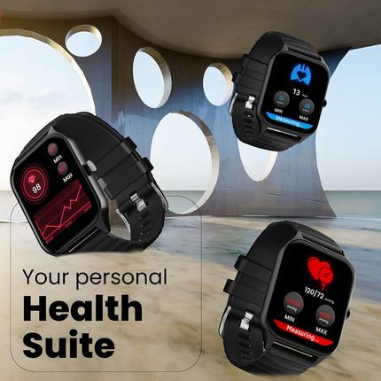 HAMMER Stroke 1.96" Calling Smart Watch with Strong Metallic Body, in Built Games, 100+ Sports Modes, Customized Watchfaces (Black) - Unboxify