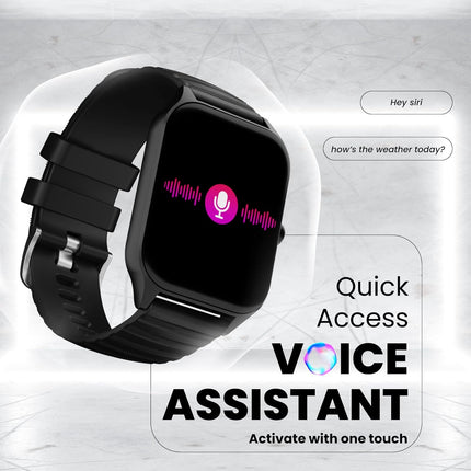 HAMMER Stroke 1.96" Calling Smart Watch with Strong Metallic Body, in Built Games, 100+ Sports Modes, Customized Watchfaces (Black) - Unboxify