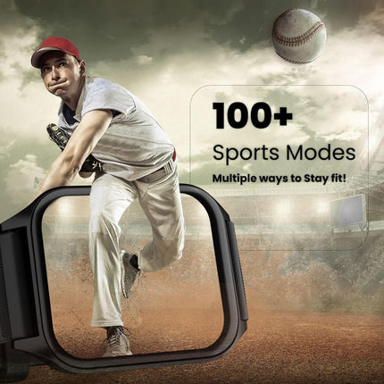 HAMMER Stroke 1.96" Calling Smart Watch with Strong Metallic Body, in Built Games, 100+ Sports Modes, Customized Watchfaces (Black) - Unboxify