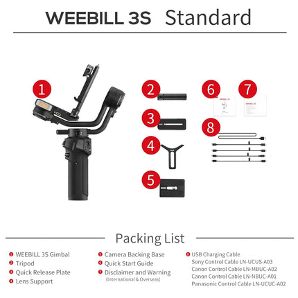 ZHIYUN Weebill 3S Gimbal Stabilizer for DSLR Cameras - Black