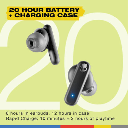 Skullcandy Smokin Buds Wireless in Ear Earbuds – ENC Clear Calls, Music/Movie/Podcast EQ Modes, 20Hr Battery + Rapid Charge, Touch Controls, Solo Bud Use, IPX4 Water Resistant - Unboxify