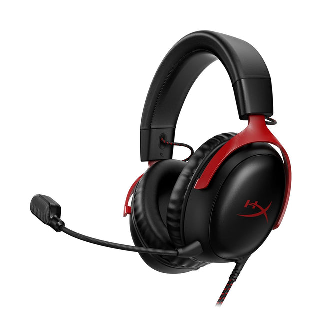 HyperX Cloud III – Wired Gaming Over Ear Headset, Pc, Ps5, Xbox Series X|S, Angled 53Mm Drivers, DTS, Memory Foam, Durable Frame, Ultra-Clear 10Mm Mic, USB-C, USB-A, 3.5Mm – Black/Red (727A9Aa)