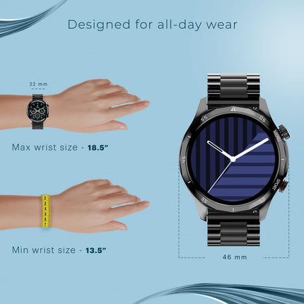 Noise Newly Launched Mettalix: 1.4" HD Display with Metallic Straps and Stainless Steel Finish, BT Calling, Functional Crown, 7 Day Battery, Smart Watch for Men and Women (Elite Silver) - Unboxify