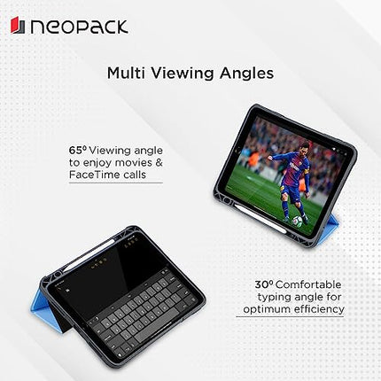 Neopack Drop Tested Defender Case with 2.5D Full Tempered Glass & Pencil Holder for iPad 10.2", Fits: 7th, 8th & 9th Gen (Blue) - Unboxify