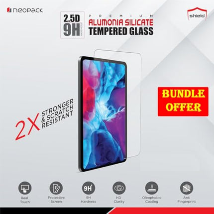 Neopack Drop Tested Defender Case with 2.5D Full Tempered Glass & Pencil Holder for iPad 10.2", Fits: 7th, 8th & 9th Gen (Blue) - Unboxify